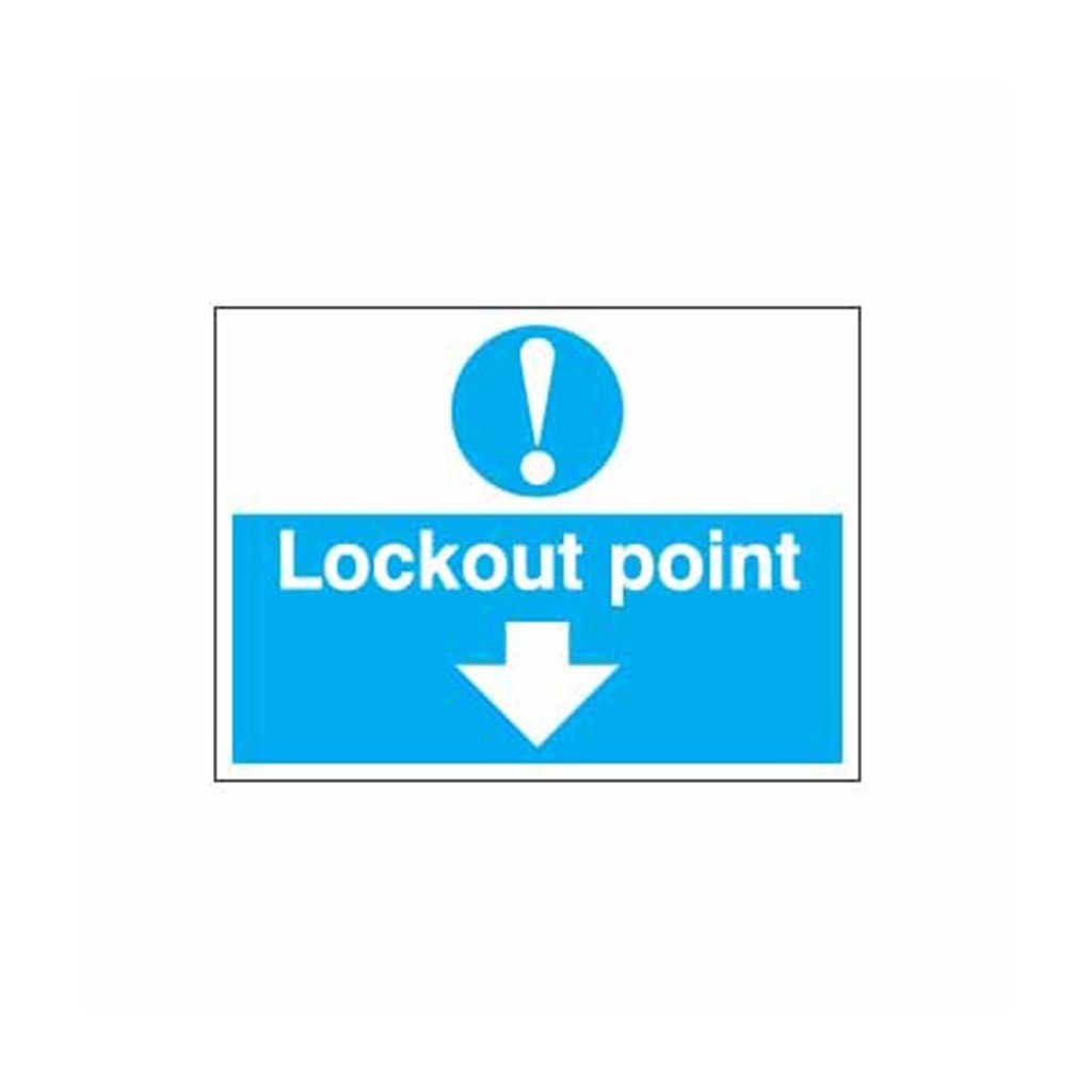 Safety Lockout Labels Lockout Point Down Arrow - PS-LOTO-SAFETY-LABEL